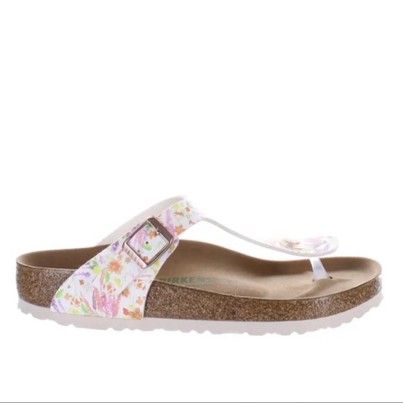 📌SOLD📌 BIRKENSTOCK GIZEH VEGAN LEATHER SUMMER FLORAL LIGHT ROSE FLIP FLOPS🆕 - Picture 4 of 9